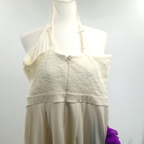 Express Cream Jumpsuit Lace Top Spaghetti Straps & Pockets Jumpsuit - Picture 9 of 15